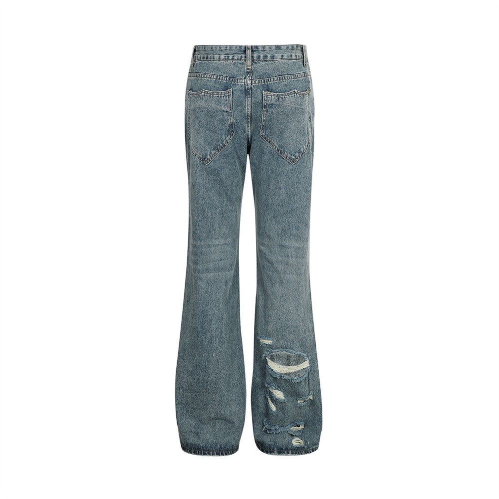Ripped Denim Bootcut Trousers Men And Women