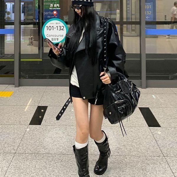 Biker's Leather Jacket Women's Loose All-match Retro - SD & CO.