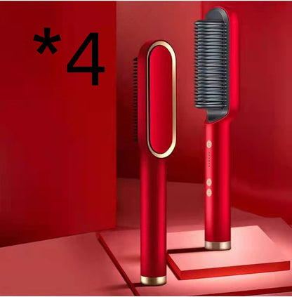 New 2 In 1 Hair Straightener Hot Comb Negative Ion Curling Tong Dual-purpose Electric Hair Brush - SD & CO.