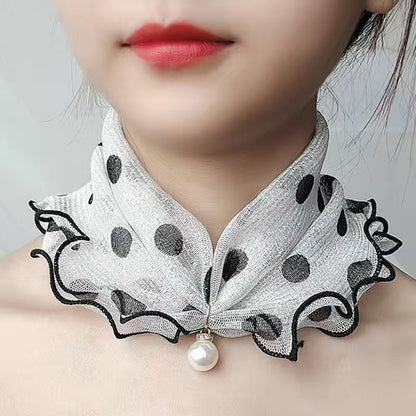 Printed Cute Decorative Scarf Lace Thin Pendant Small Silk Scarf