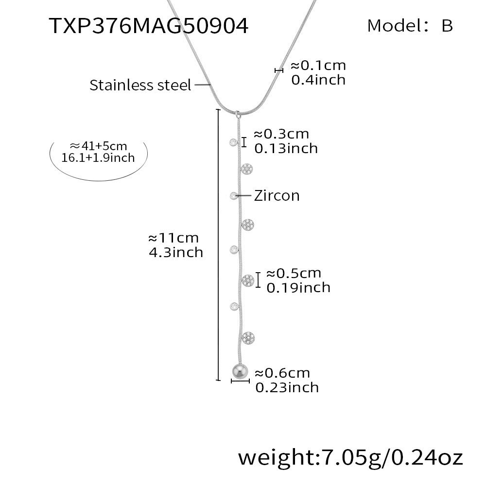 INS Minimalist Stitched Small Flower Round Zircon Necklace Bracelet Set