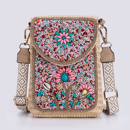 Rice Bead Bag Woven Women's Shoulder