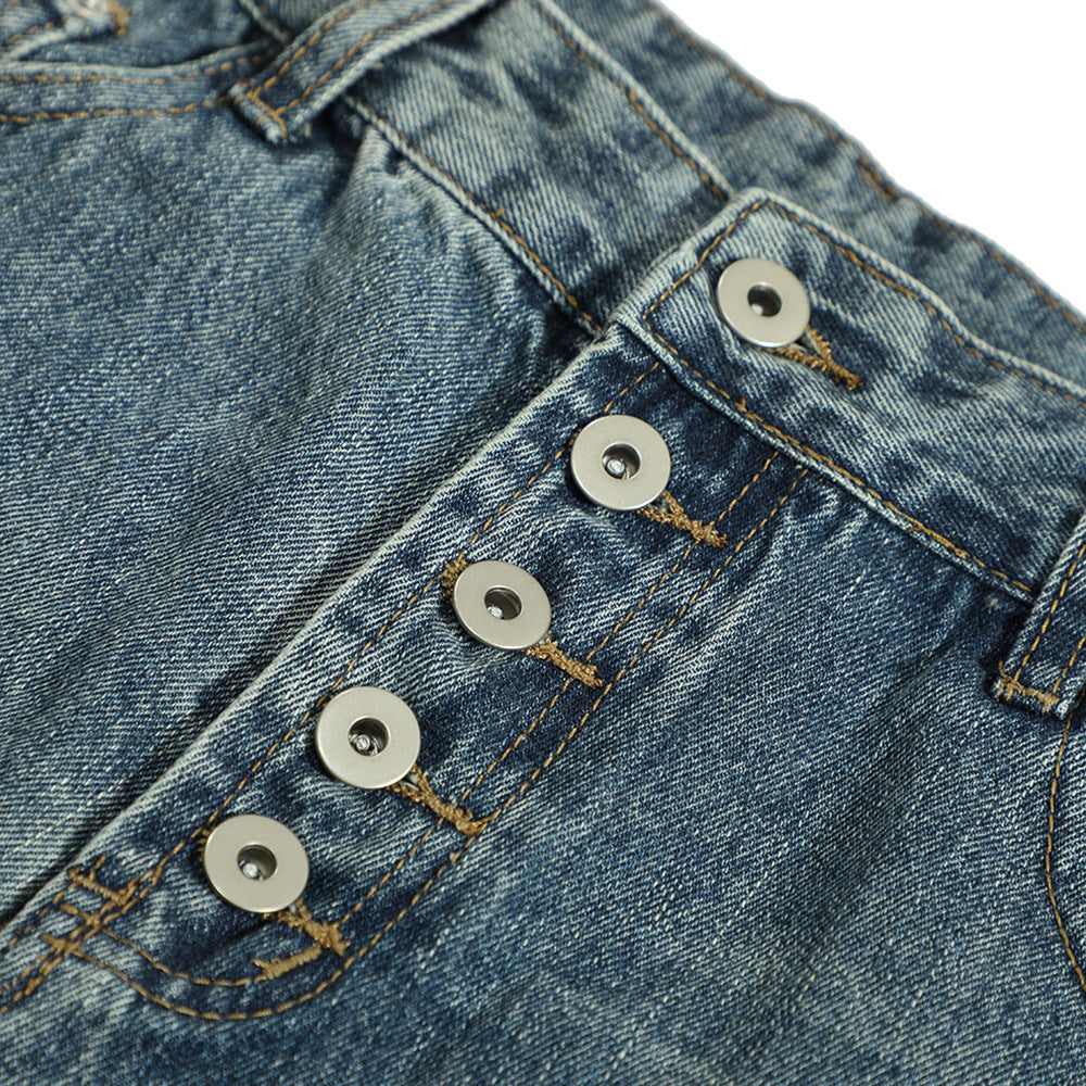 Ripped Denim Bootcut Trousers Men And Women