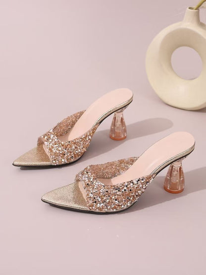 Galaxy Star Silver Rhinestone Crystal Heel Sandals