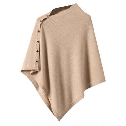 Oblique Button Loose High-end Sense Shawl Cape Knit Sweater Women