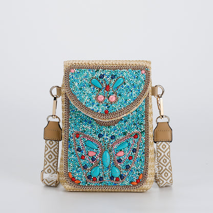 Rice Bead Bag Woven Women's Shoulder