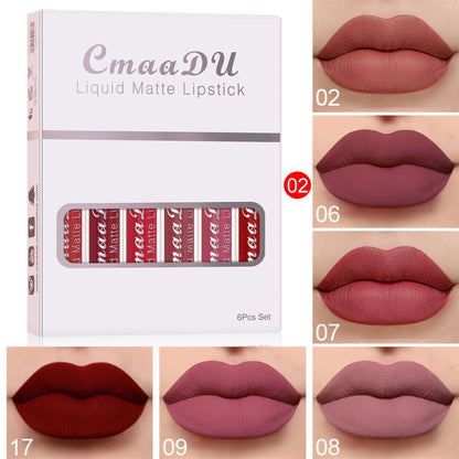 6 Boxes Of Matte Non-stick Cup Waterproof Lipstick Long Lasting Lip Gloss - SD & CO.
