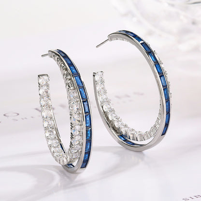 European And American Style Silver Needle Earrings With Zirconia, Light Luxury And High-end Fashion Sense