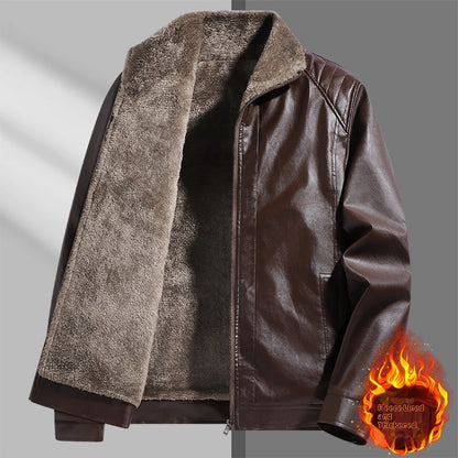 Fleece-lined Real Leather Jacket