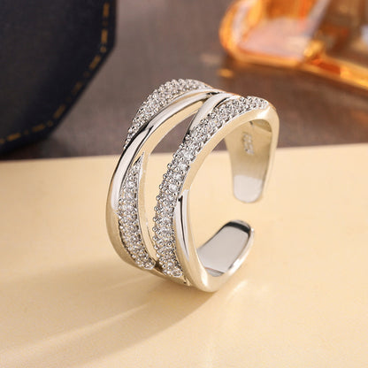 Double-layer X-shaped Adjustable Open Ring For Women