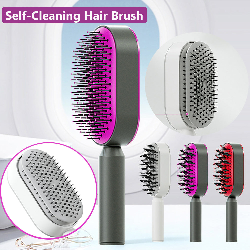 Self Cleaning Hair Brush For Women One-key Cleaning Hair Loss Airbag Massage Scalp Comb Anti-Static Hairbrush - SD & CO.