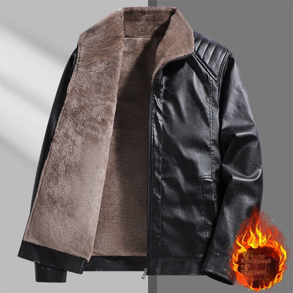 Fleece-lined Real Leather Jacket
