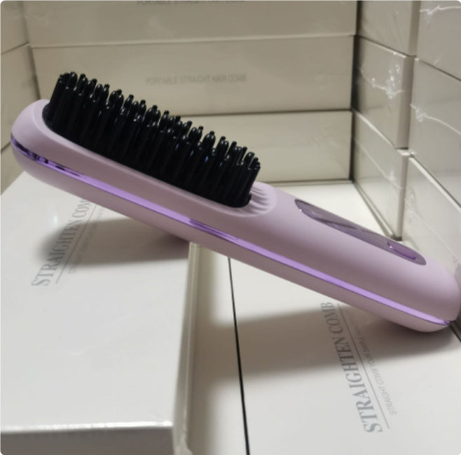 2 In 1 Straight Hair Comb Wireless Hair Straightener Brush Hair Fast Heating Portable Hot Curler USB Charging - SD & CO.