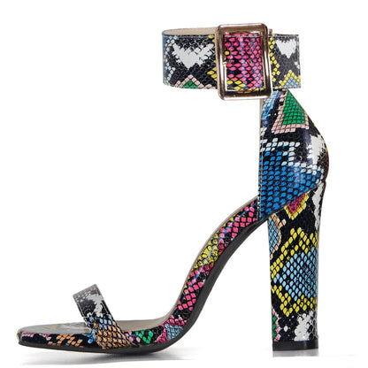 Women's Open Toe Hollow Fashion Pattern Thick High Heel Sandals