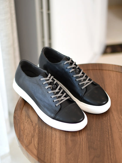 Men's Handmade First-grain Horse Leather Distressed Casual Shoes