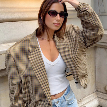 Fashionable Loose Short Plaid Coat For Women - SD & CO.