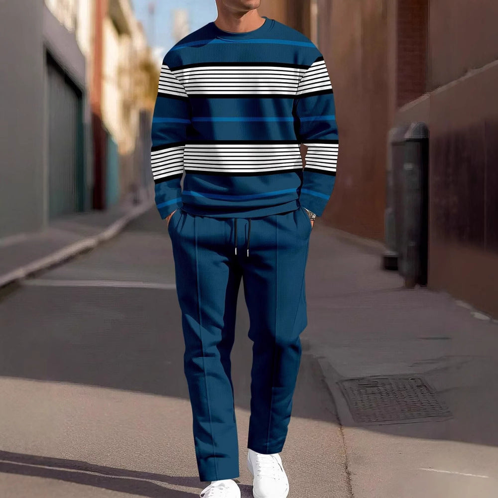 Fashion Men's Casual Sporty Round Neck Sweatshirt And Pants Two-piece Set - SD & CO.