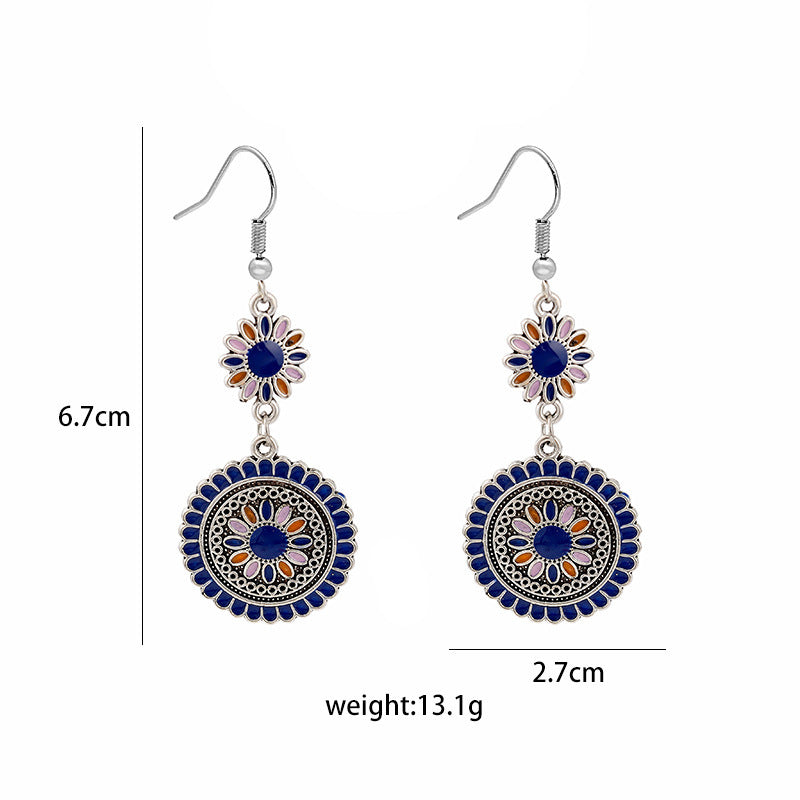 Exaggerated Retro Bohemian Round Sunflower Earrings