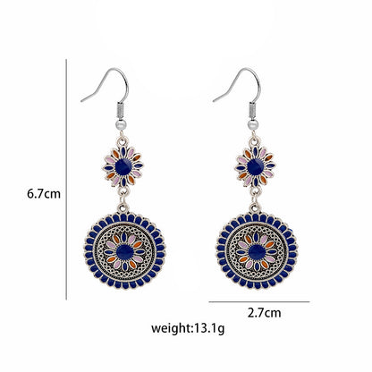 Exaggerated Retro Bohemian Round Sunflower Earrings