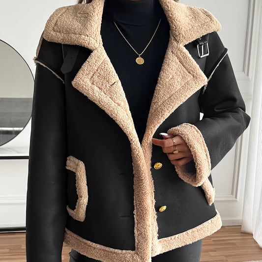 Women's Lamb Wool Locomotive Style Thick Coat