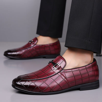Men's Plaid Light Luxury Plus Size Rubber Sole Lightweight Leather Shoes