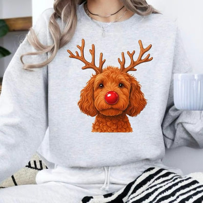 Women's Creative Round-neck Christmas Reindeer Dog Sweatshirt