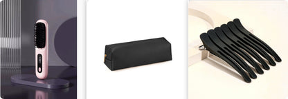 2 In 1 Straight Hair Comb Wireless Hair Straightener Brush Hair Fast Heating Portable Hot Curler USB Charging - SD & CO.