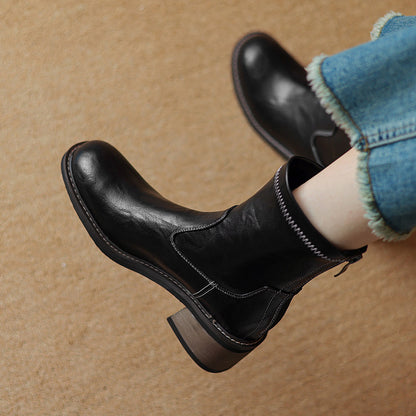 Women's Simple And Casual Mid-heel Martin Boots