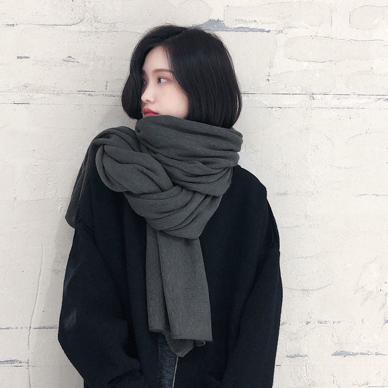 Women's Versatile Fashion Solid Color Knitted Woolen Scarf