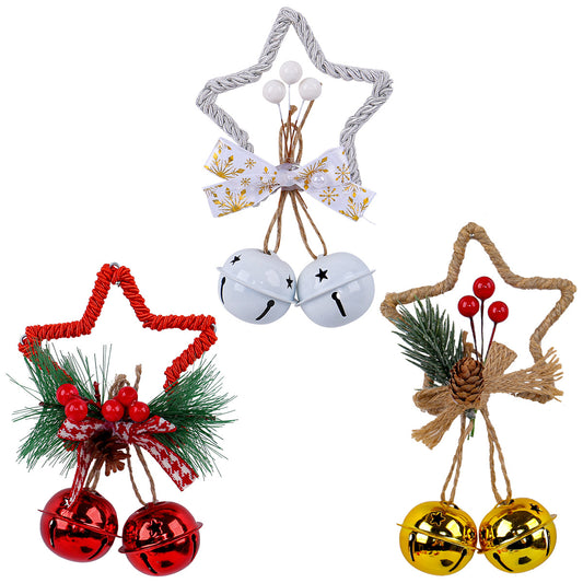 Christmas Five-pointed Star Bell Accessories Pendant Christmas Tree Ornament For Christmas Party DIY