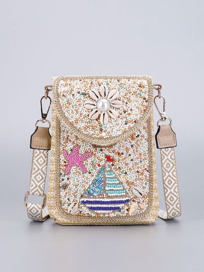 Rice Bead Bag Woven Women's Shoulder