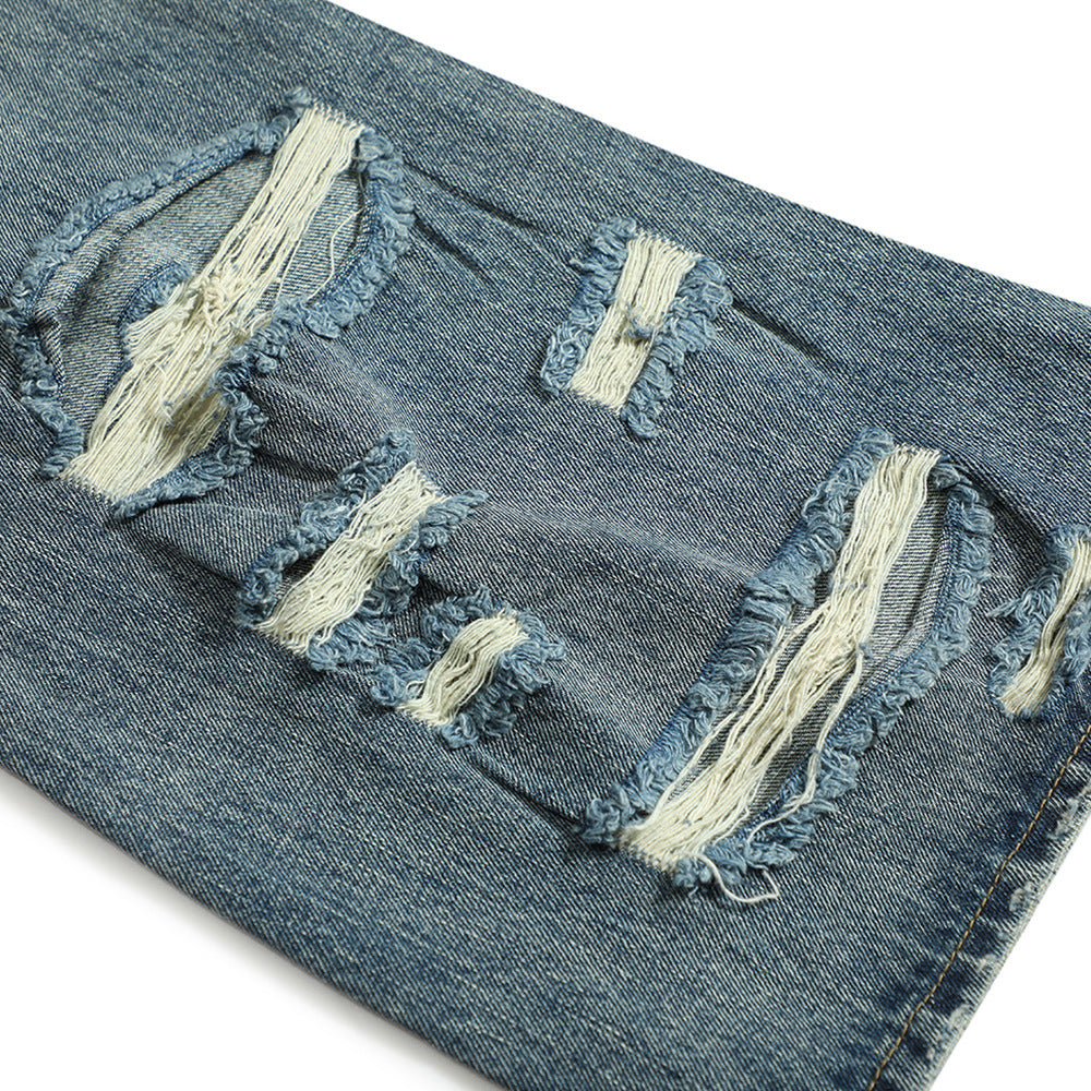 Ripped Denim Bootcut Trousers Men And Women