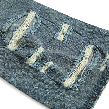 Ripped Denim Bootcut Trousers Men And Women