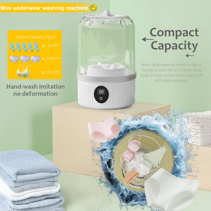 Portable Mini Underwear Washer – Upgraded Rechargeable Cordless Laundry Cup for Bras, Underwear & Socks