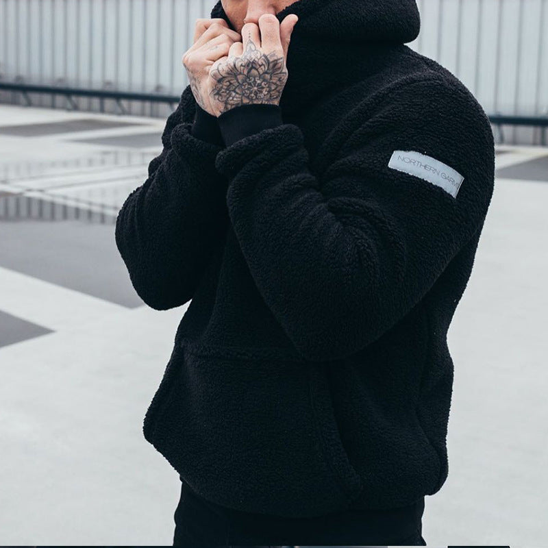 Men's Plush Hoodies Sweatshirt With Big Pocket Fashion Long-sleeved Pullover Hooded Top Solid Clothing - SD & CO.