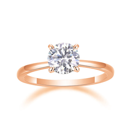 Oath - Set With 1-2 Carat Top-quality Moissanite S925 Silver And Platinum-plated Diamond Wedding Ring. The Ring Can Be Tested With A Diamond Pen. Gold Rose Gold