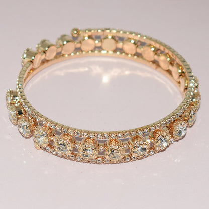Full Rhinestone Wrapped Open Bracelet For Women
