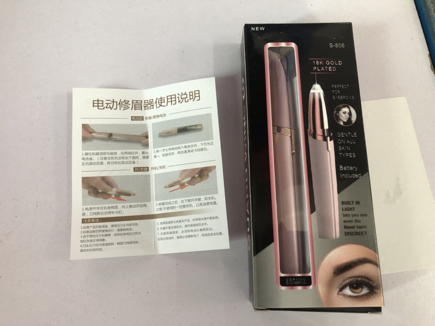 Mini Electric Eyebrow Trimmer Lipstick Brows Pen Hair Remover Painless Razor Epilator with LED Light - SD & CO.