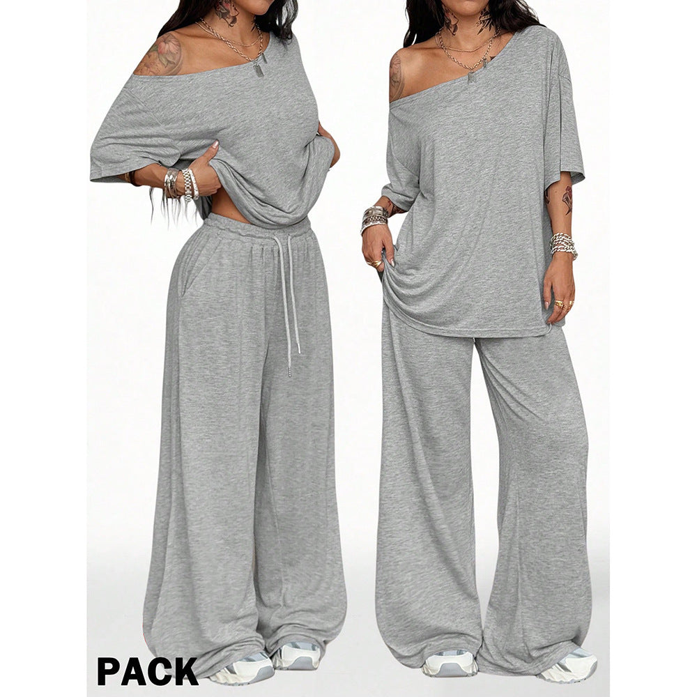 Retro Solid Color Casual Pants For Women, Loose Wide-leg Versatile