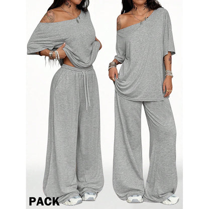 Retro Solid Color Casual Pants For Women, Loose Wide-leg Versatile