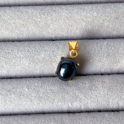 Fashionable Golden Black Tourmaline Pendant Ring For Women