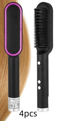 New 2 In 1 Hair Straightener Hot Comb Negative Ion Curling Tong Dual-purpose Electric Hair Brush - SD & CO.