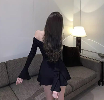 Slimming Flared Long Sleeve A- Line Slimming Dress - SD & CO.