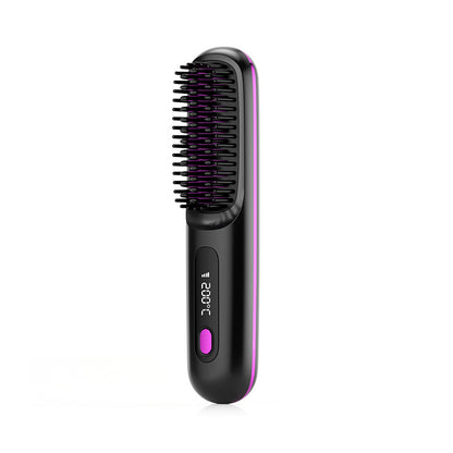 2 In 1 Straight Hair Comb Wireless Hair Straightener Brush Hair Fast Heating Portable Hot Curler USB Charging - SD & CO.