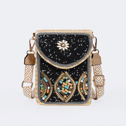 Rice Bead Bag Woven Women's Shoulder