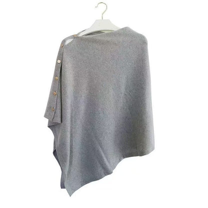 Oblique Button Loose High-end Sense Shawl Cape Knit Sweater Women