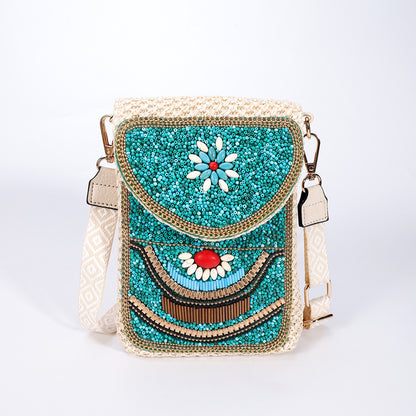 Rice Bead Bag Woven Women's Shoulder