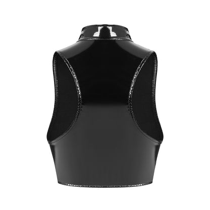Sexy Women's Mirror Bright Leather Vest