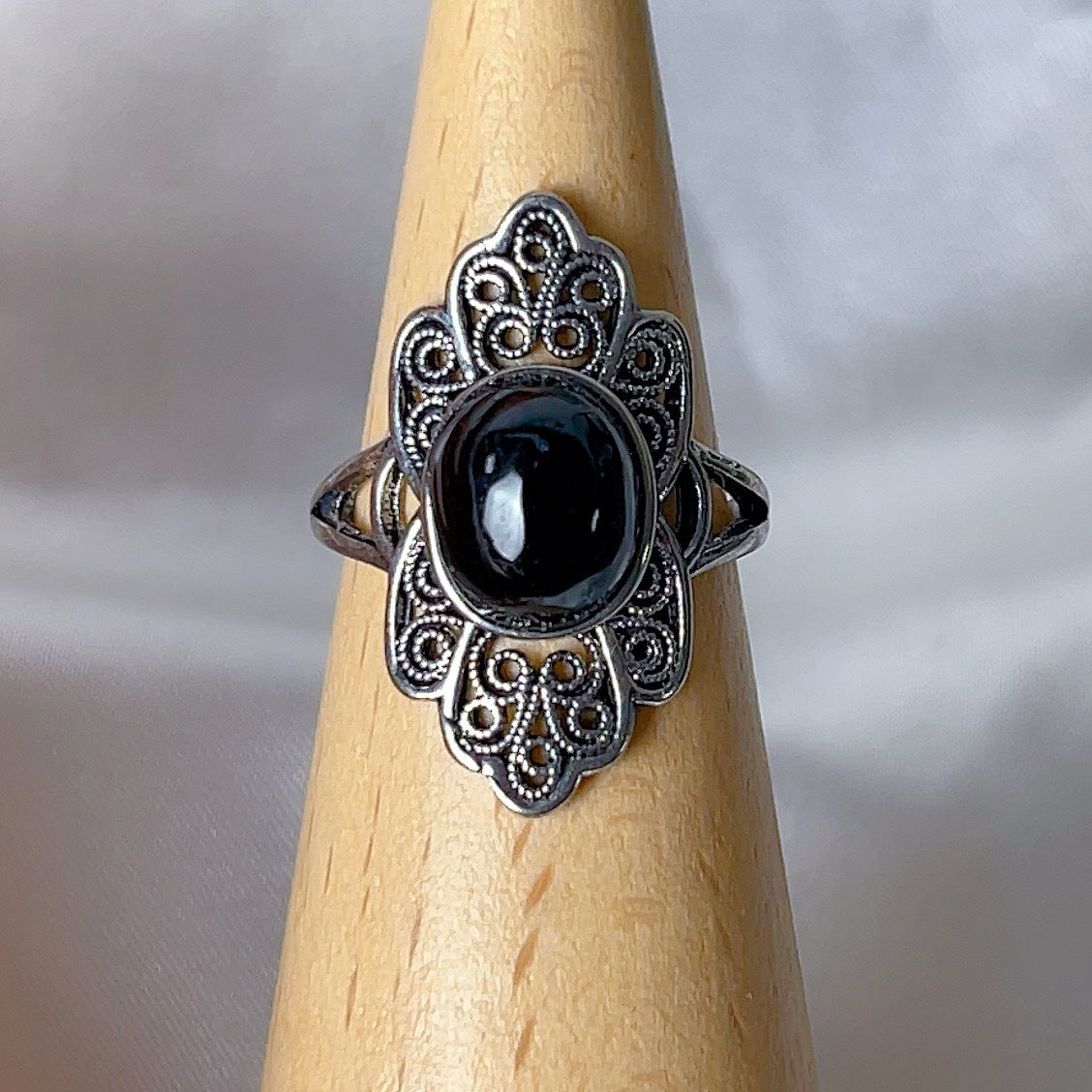 Fashionable Golden Black Tourmaline Pendant Ring For Women