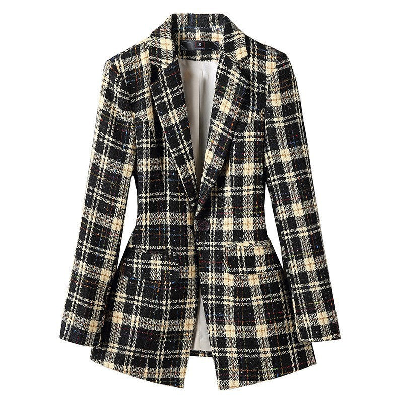 Plaid Girl's Small Suit Women's Long-sleeved Suit Jacket